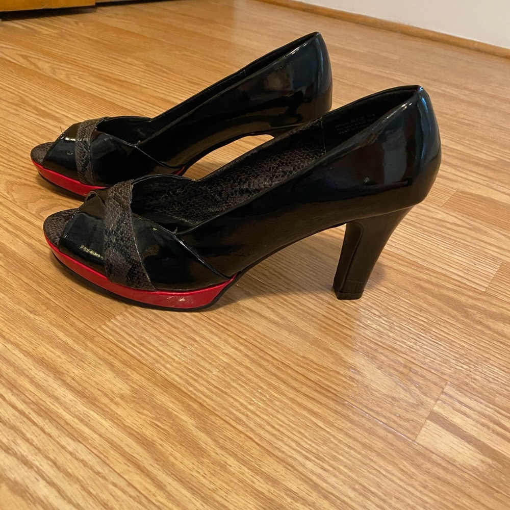 Heels, peep toes.